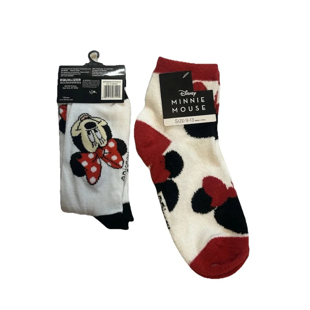 Disney - NEW - Minnie Mouse - Crew Socks (Set Of 2) + NEW Reusable Minnie Tote